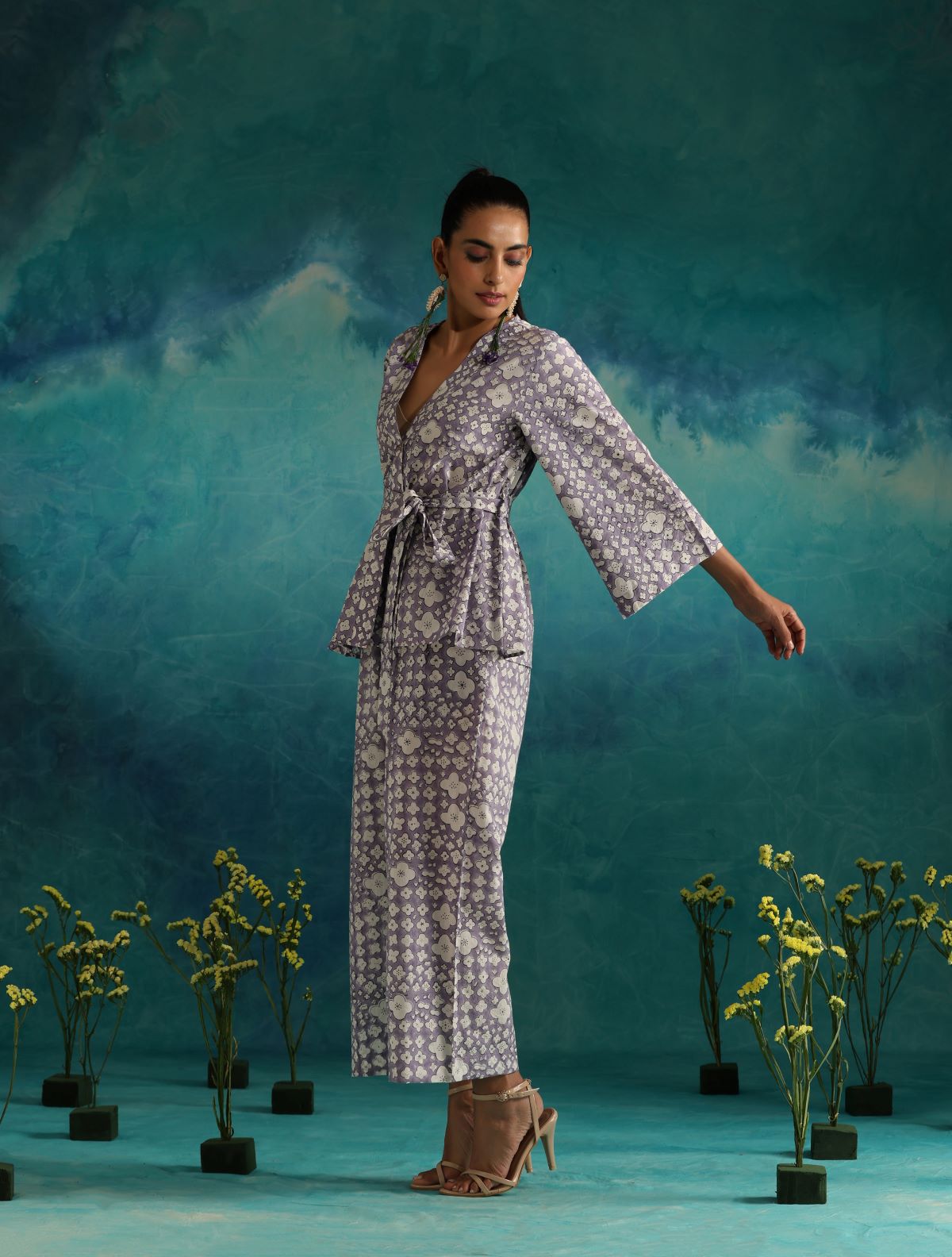 Lavender Baubles- Wrap top and pant coord set