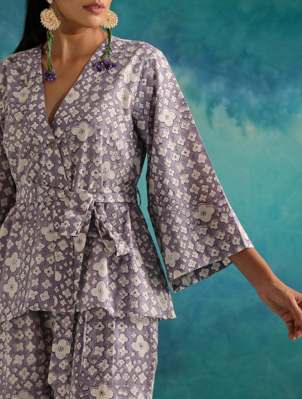 Lavender Baubles- Wrap top and pant coord set
