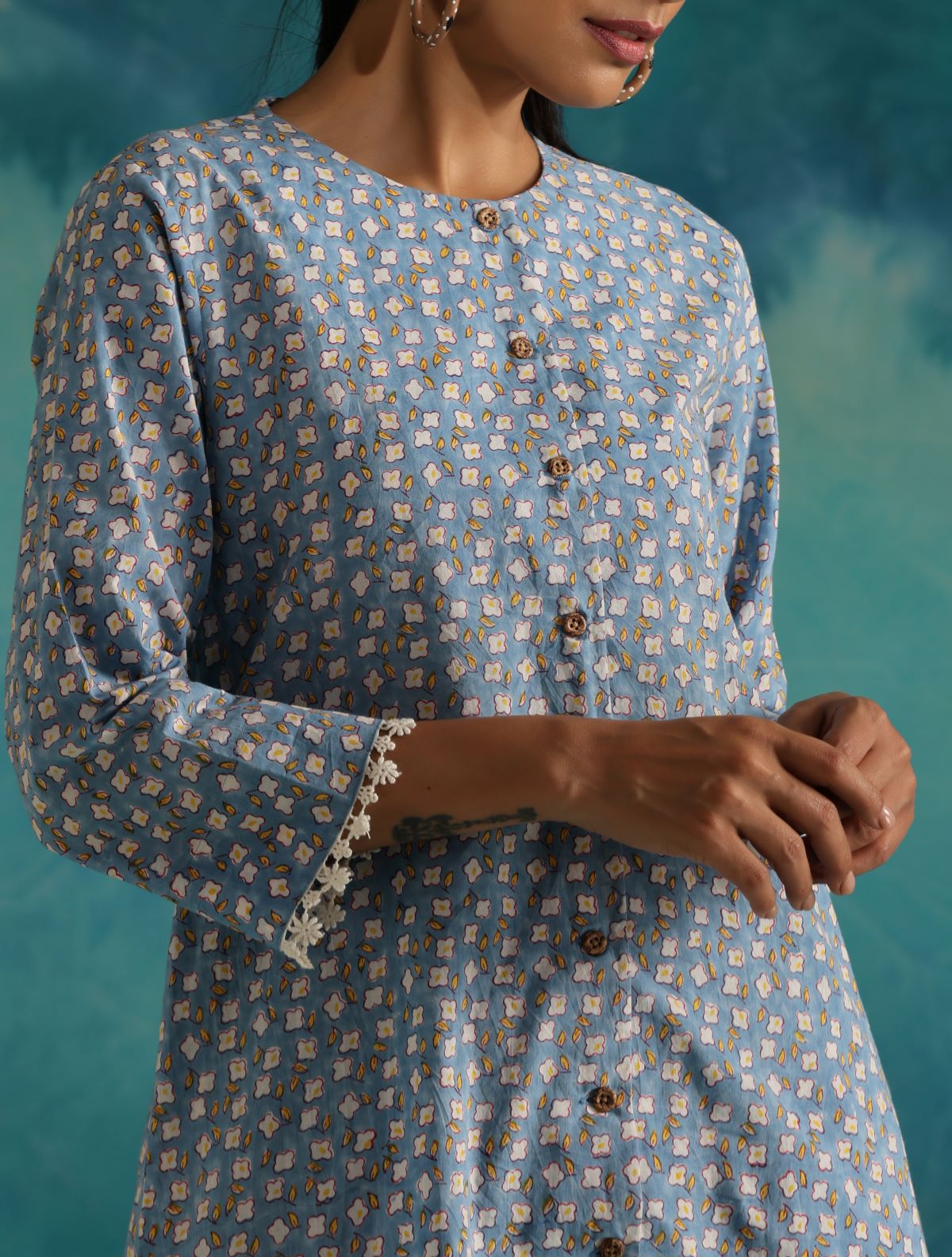 Blue booti kurta coord set