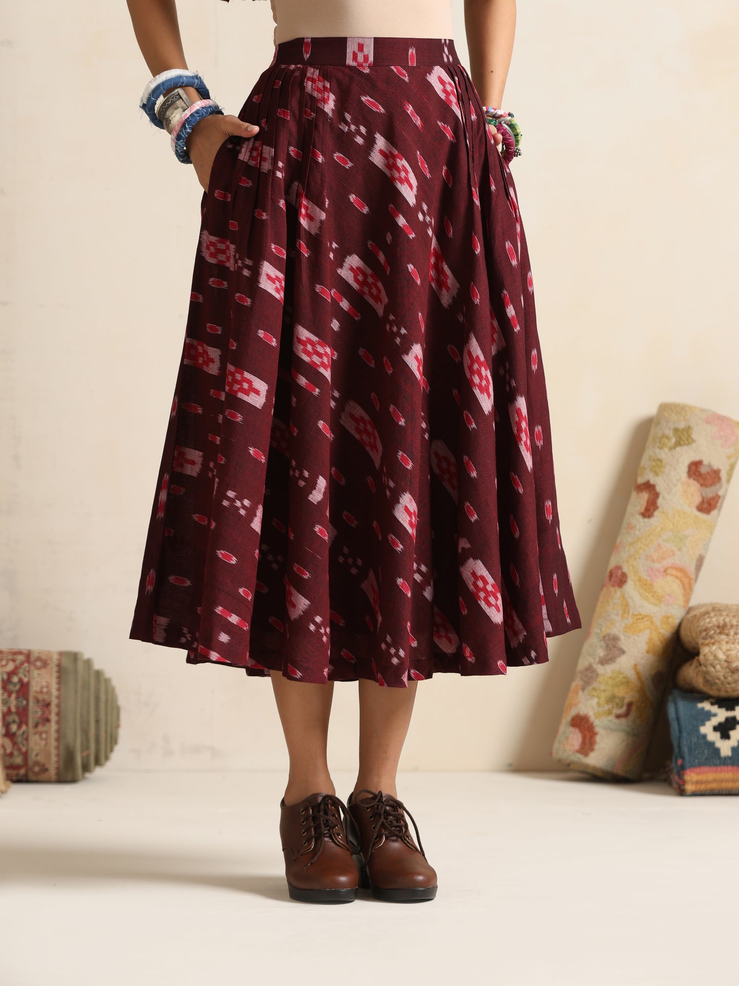 Tassavur- Handwoven Ikat Waistcoat and skirt set