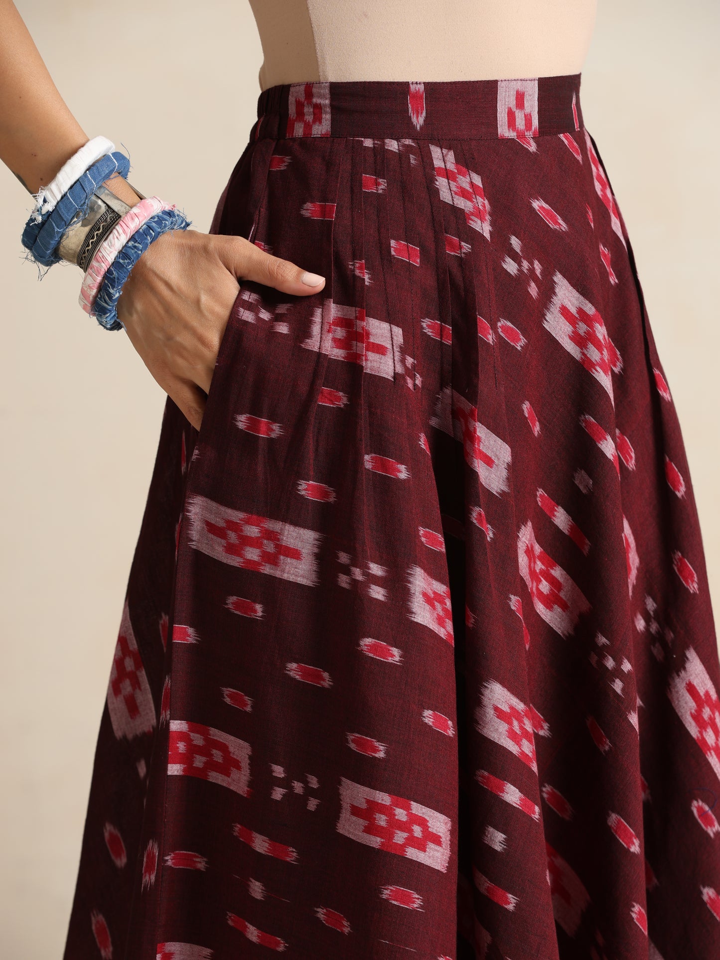 Tassavur- Handwoven Ikat Waistcoat and skirt set