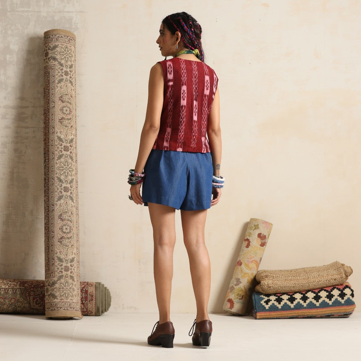 Aks- Waistcoat with skirt in handwoven ikat