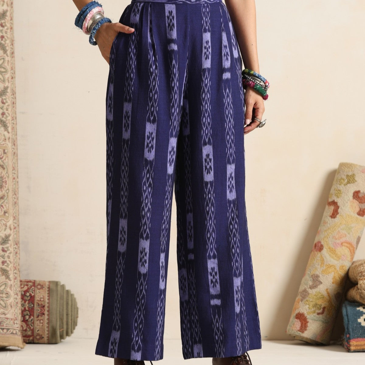 Parvaz- Navy handwoven ikat coord set