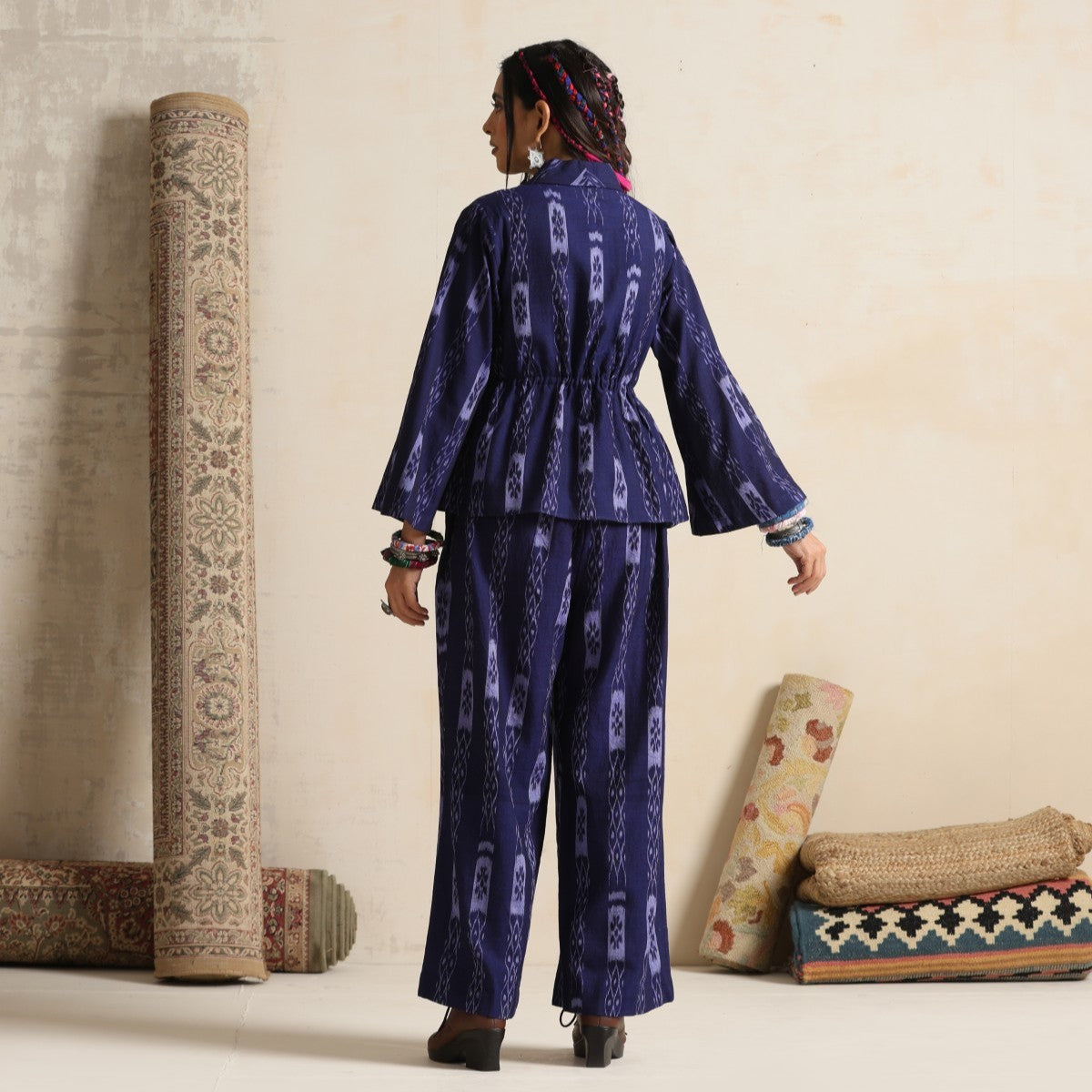 Parvaz- Navy handwoven ikat coord set
