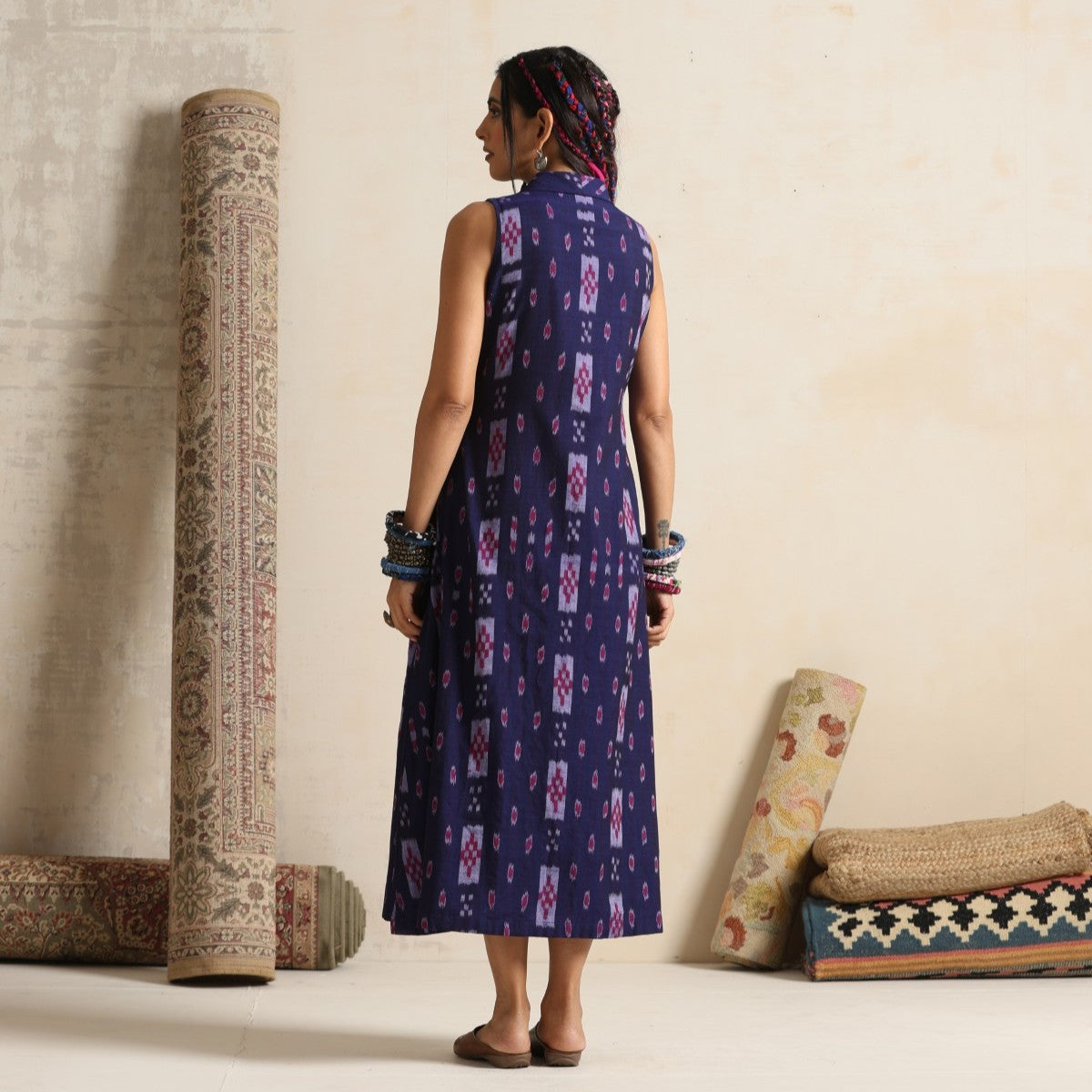 Noor- purple handwoven ikat angrakha dress