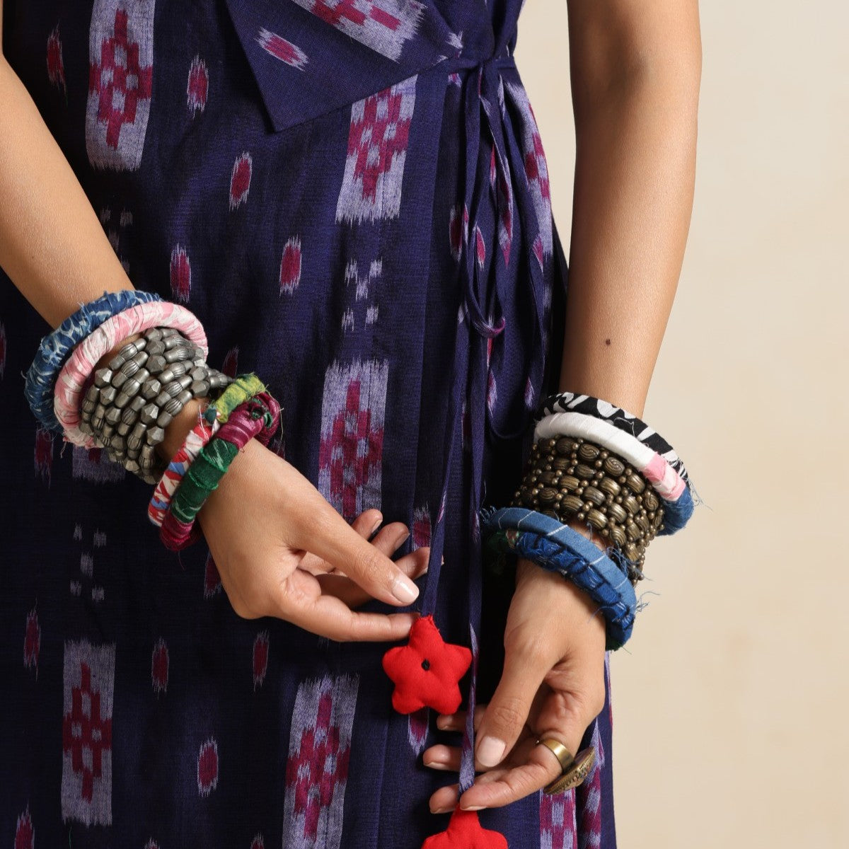 Noor- purple handwoven ikat angrakha dress