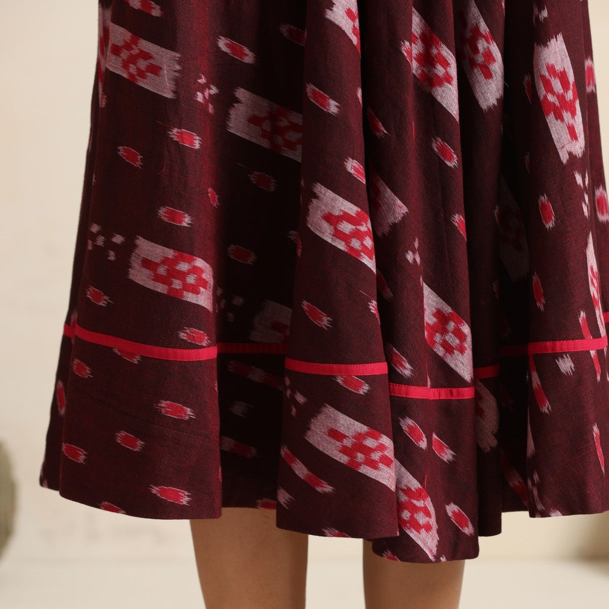 Izhaar- Brown ikat shirt and full skirt set