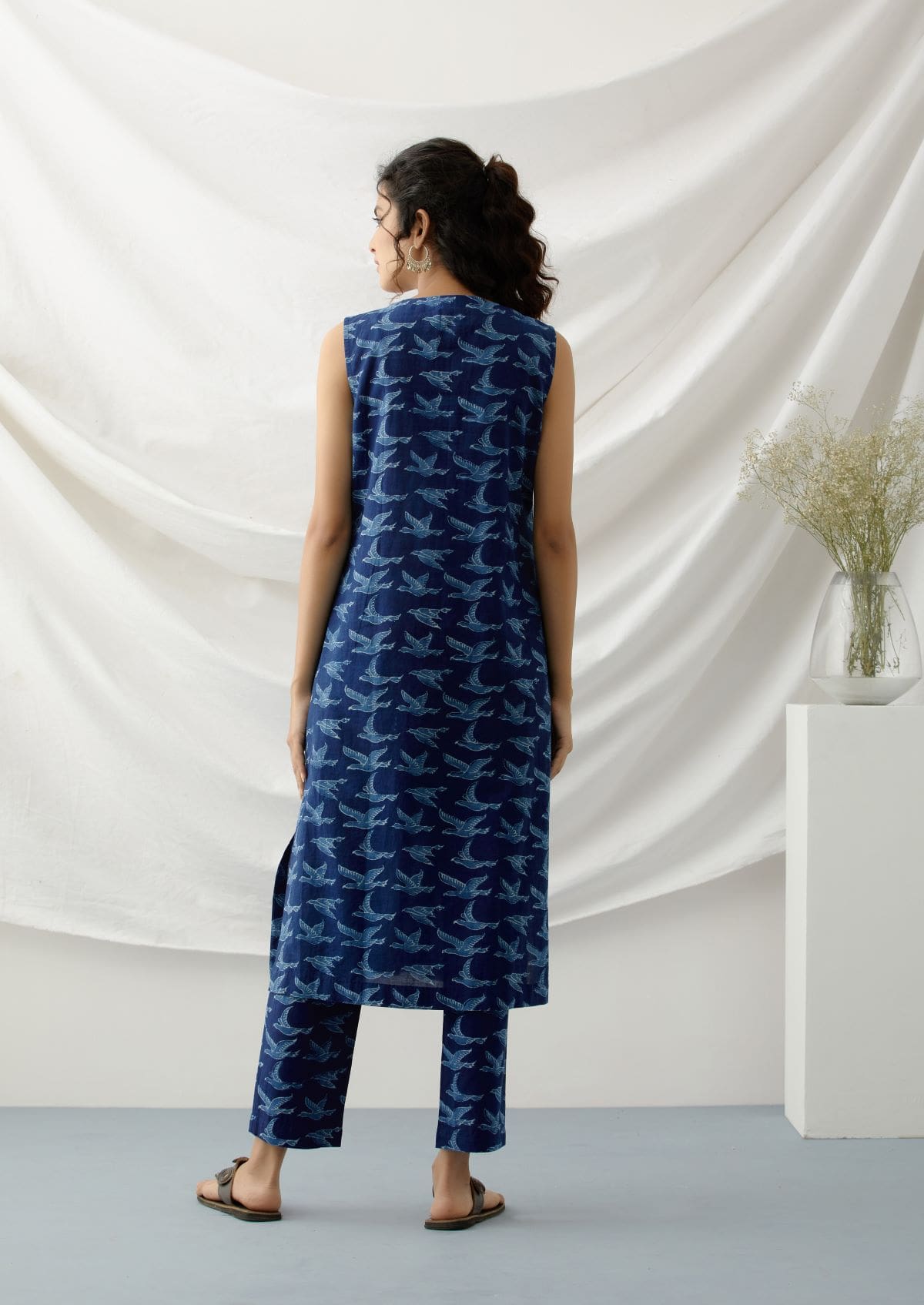 Chidiya- Indigo bird print coord set- SAMPLE SALE