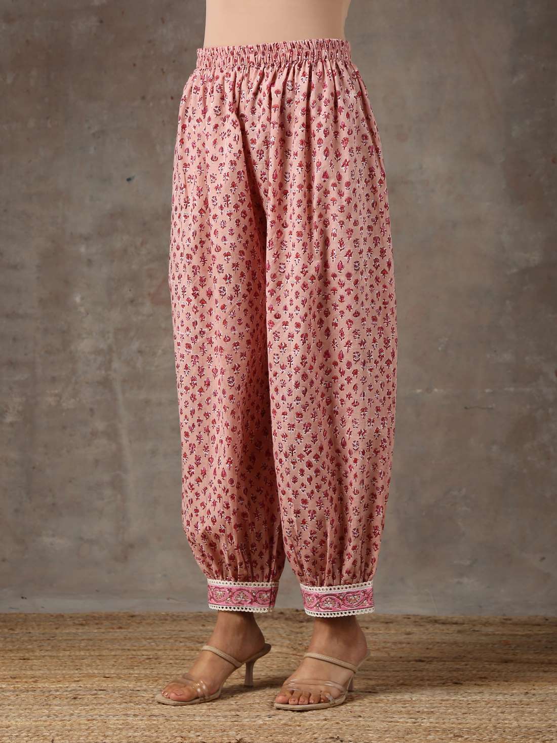 Pink floral print on print salwar kameez - Label Raasleela