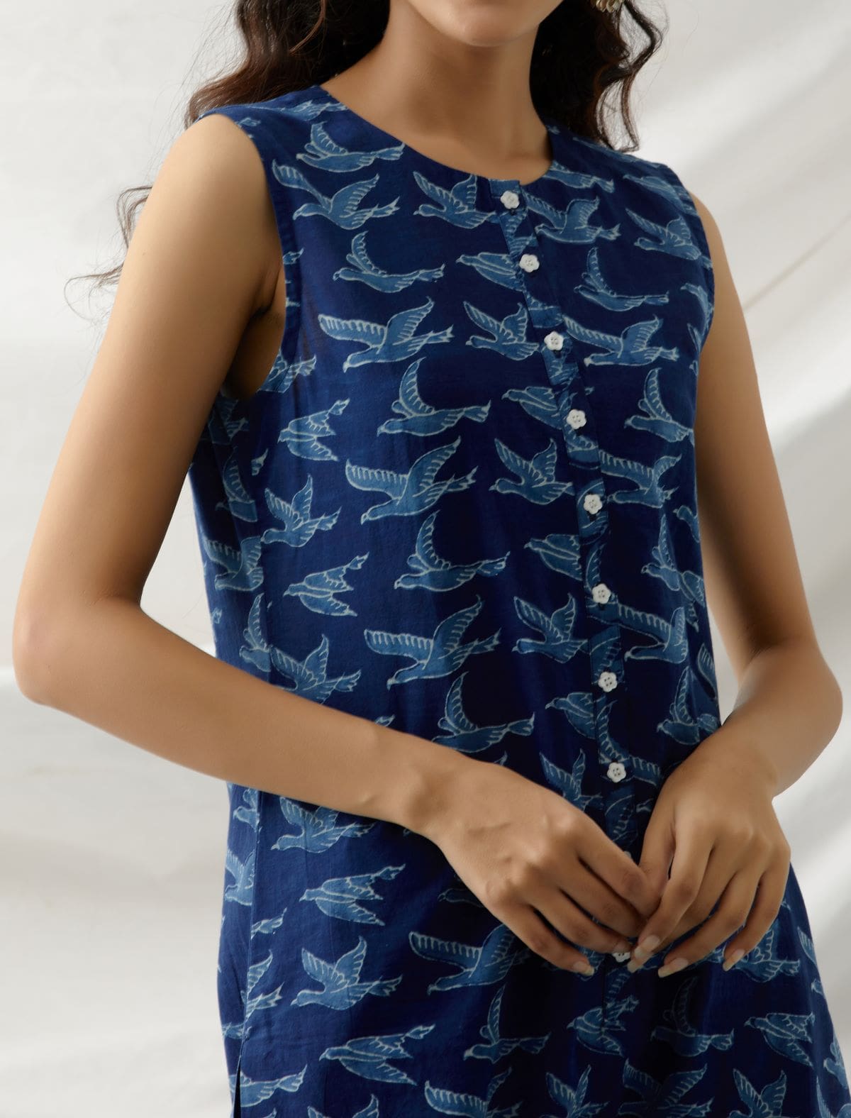 Chidiya- Indigo bird print coord set- SAMPLE SALE