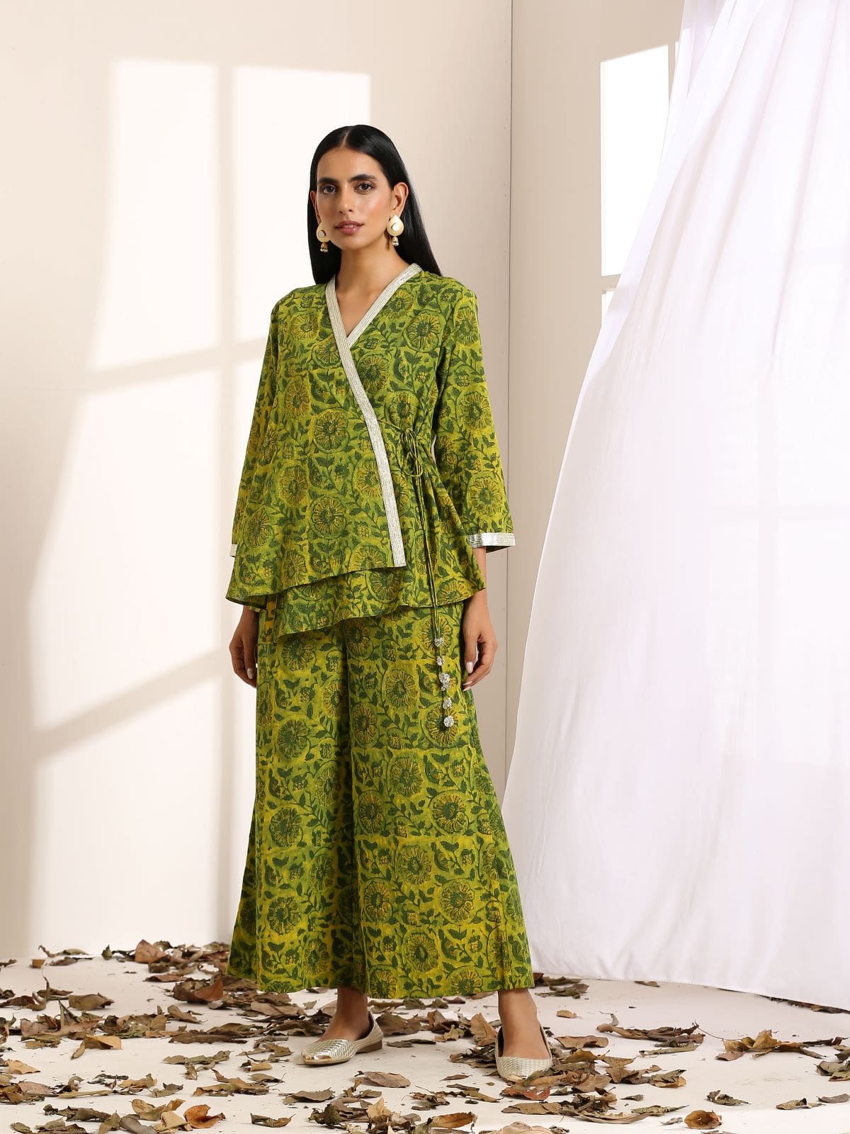 Short kurta coord set with gota details