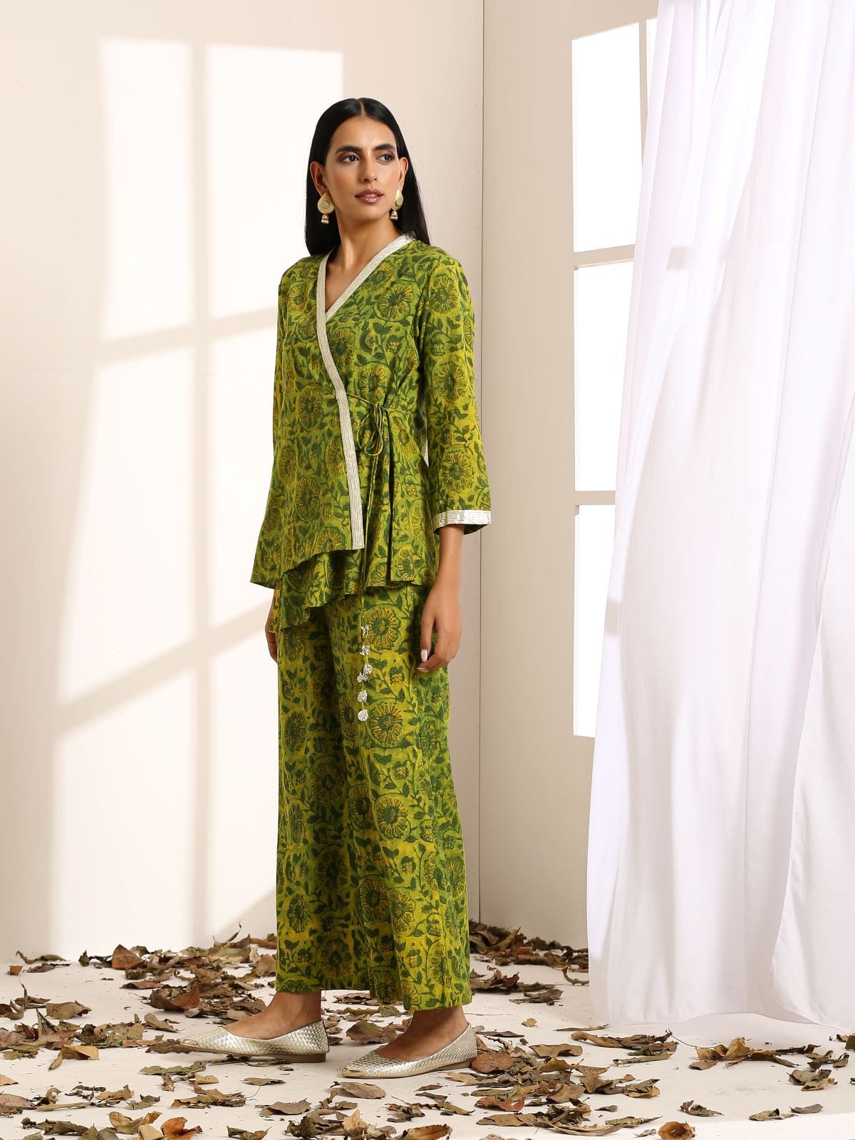 Short kurta coord set with gota details
