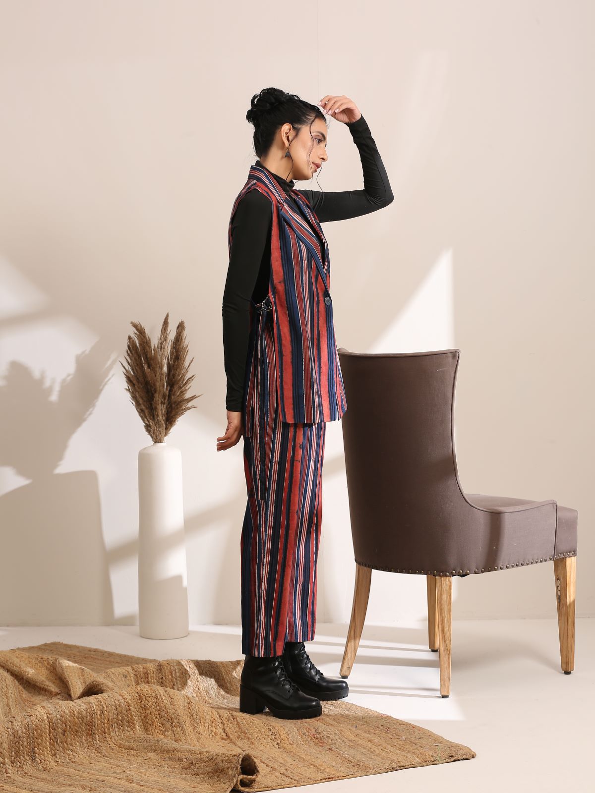 Zoey- Red & blue striped coord set