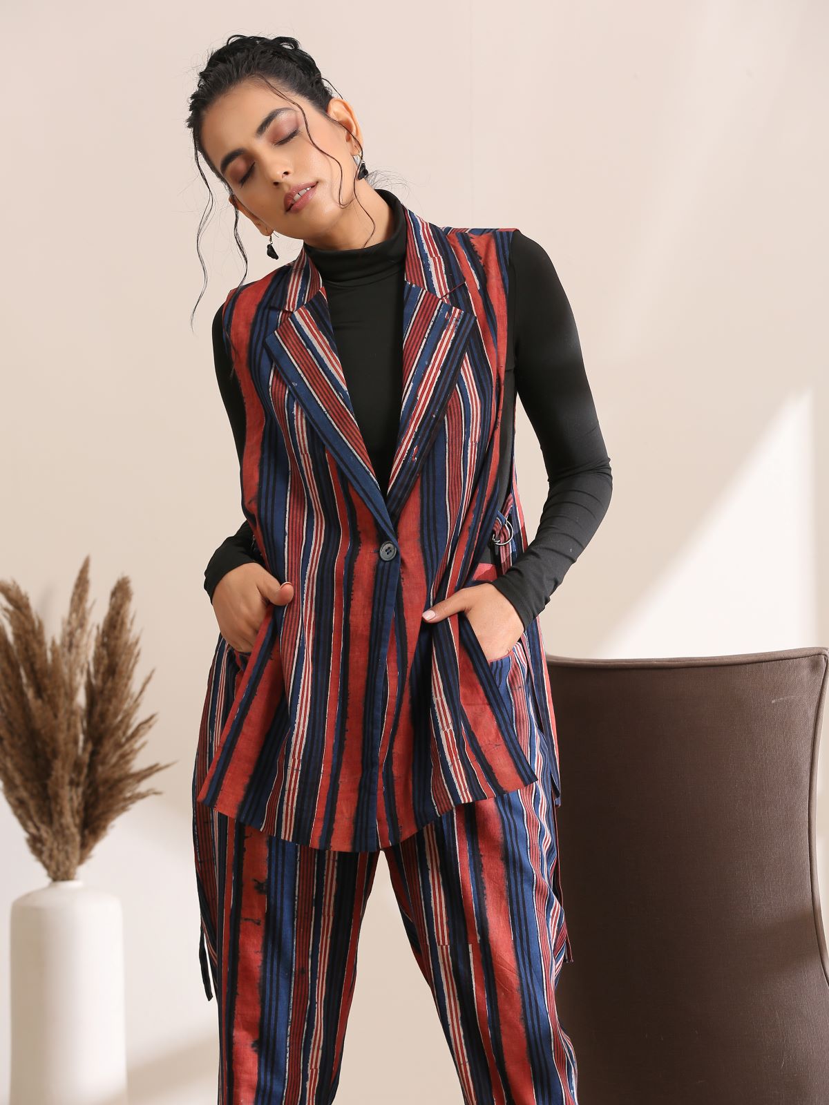 Zoey- Red & blue striped coord set
