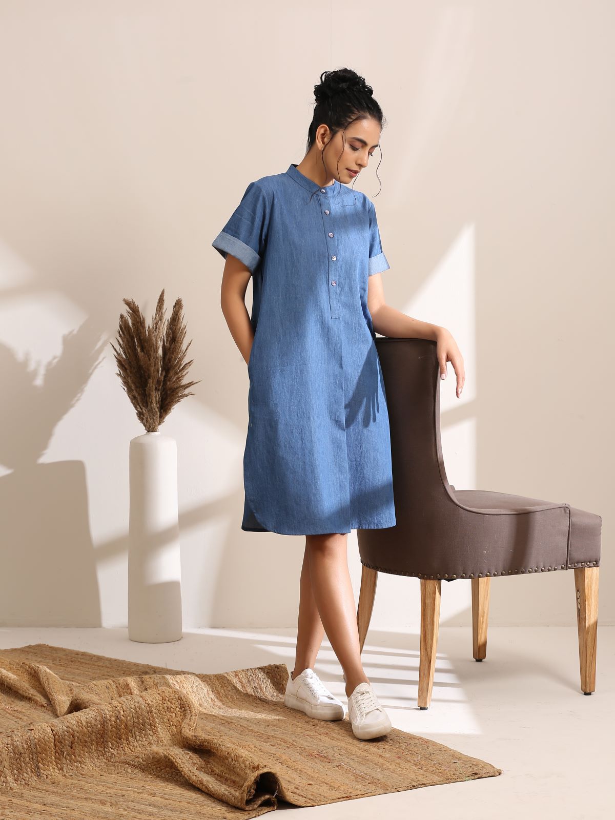 Stella- Denim shift dress