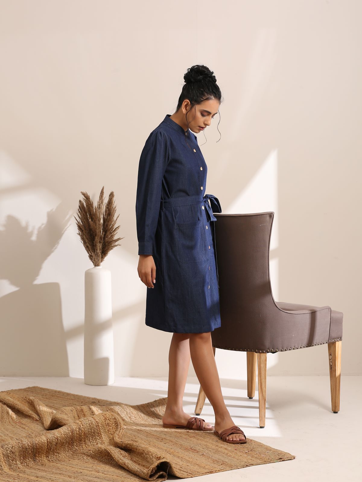 Jenny- Denim short shirt dress with belt