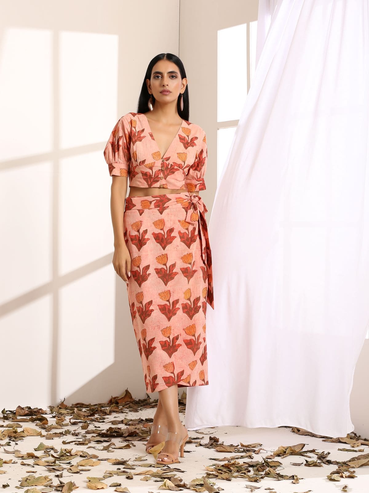 Orange candy skirt and blouse set- SAMPLE SALE