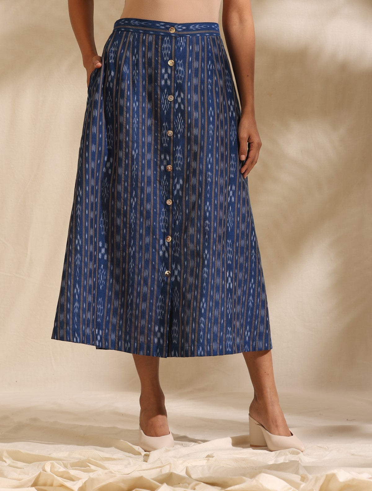 Athena- Blue ikat top and skirt set- 2 pc set