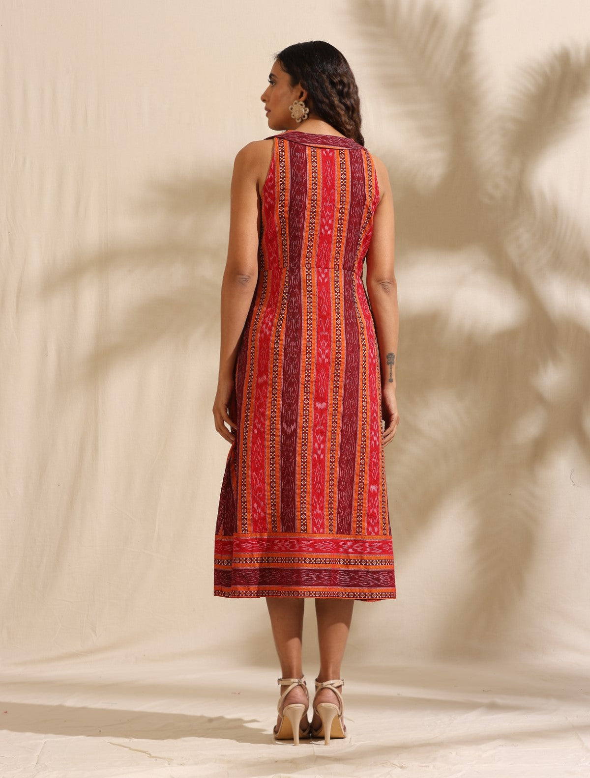 Bhavya- Multicolor handwoven ikat midi dress