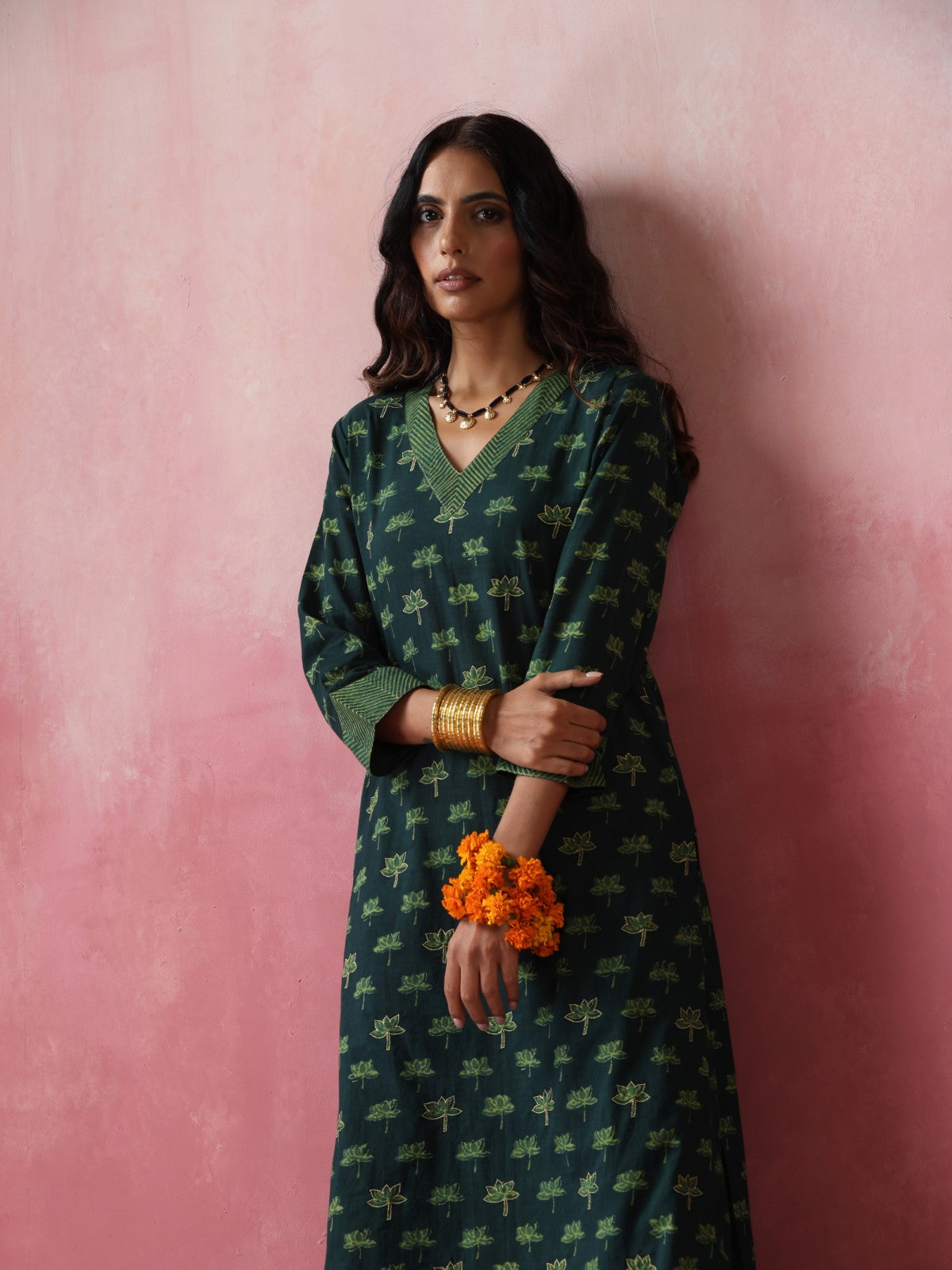 Sheesham - Kurta with subtle zari and chevron patch detailing