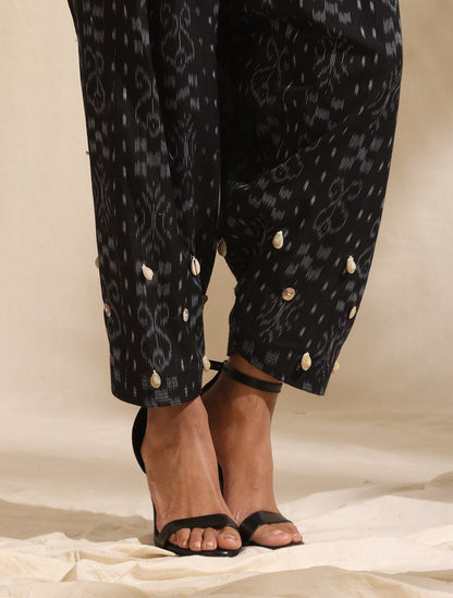Durga- Black handwoven ikat kurta and salwar coord set