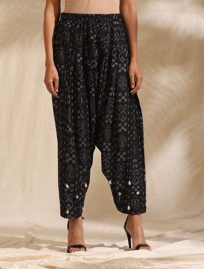 Durga- Black handwoven ikat kurta and salwar coord set