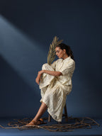 ON SALE- Vanilla Bean - Pleated block print dress