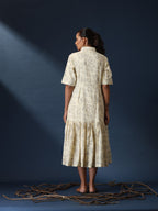 ON SALE- Vanilla Bean - Pleated block print dress