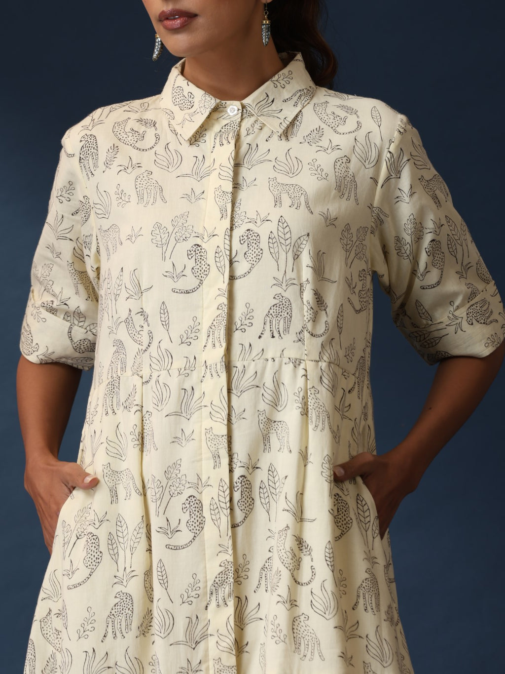 ON SALE- Vanilla Bean - Pleated block print dress