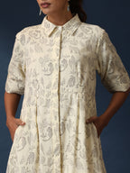 ON SALE- Vanilla Bean - Pleated block print dress