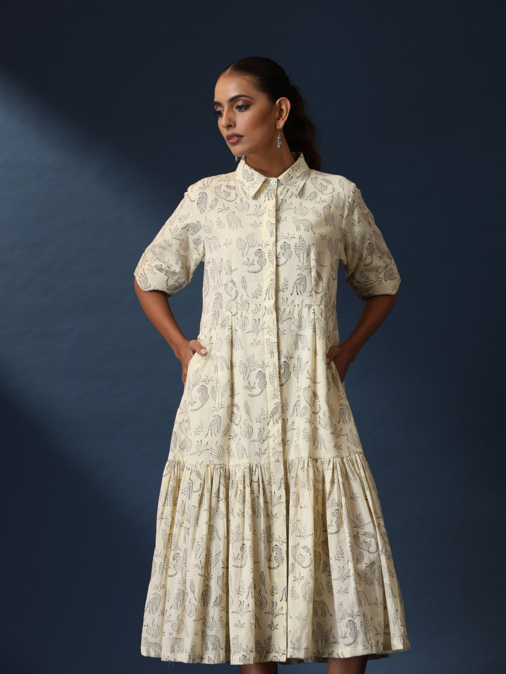 ON SALE- Vanilla Bean - Pleated block print dress