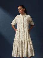 ON SALE- Vanilla Bean - Pleated block print dress