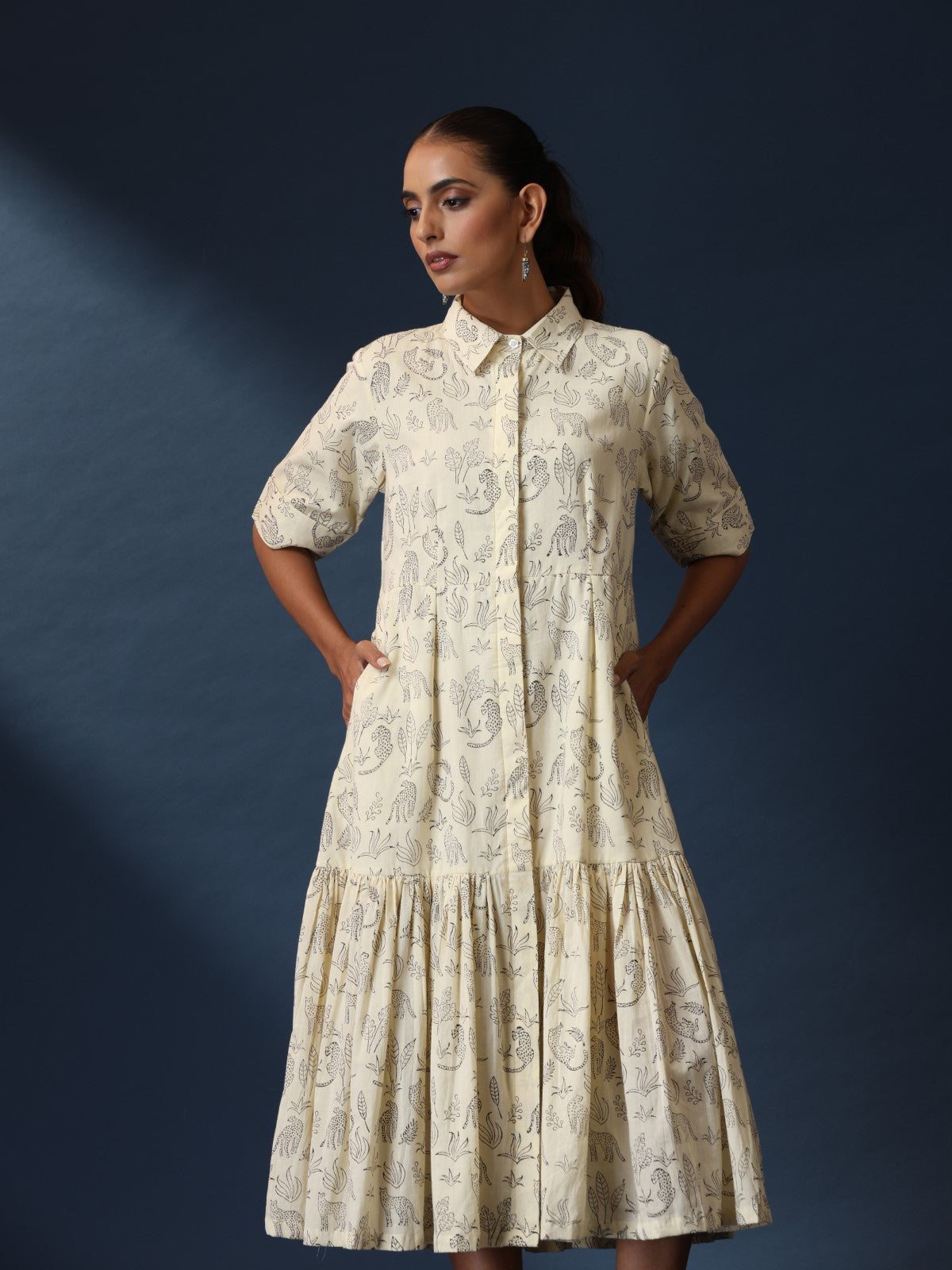 ON SALE- Vanilla Bean - Pleated block print dress