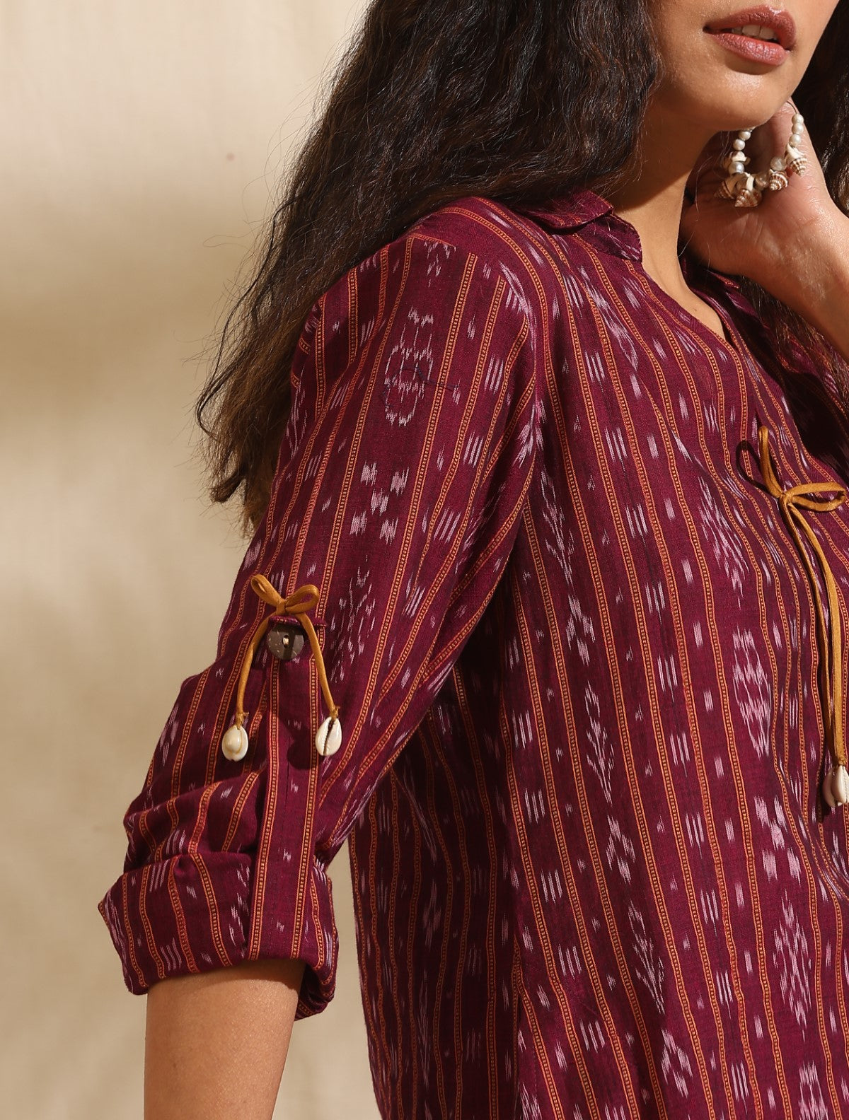 Tara- Maroon ikat kurta and salwar set