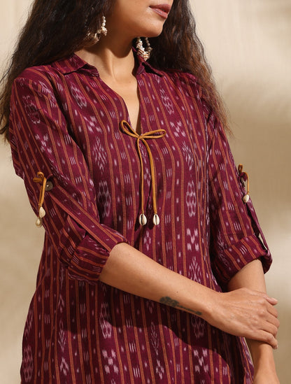 Tara- Maroon ikat kurta and salwar set