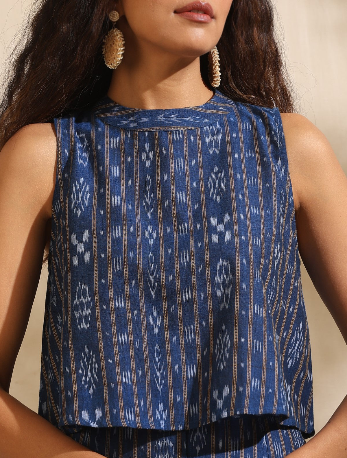Ikat Printed Shirt & Micropleated Skirt | Saaksha & Kinni