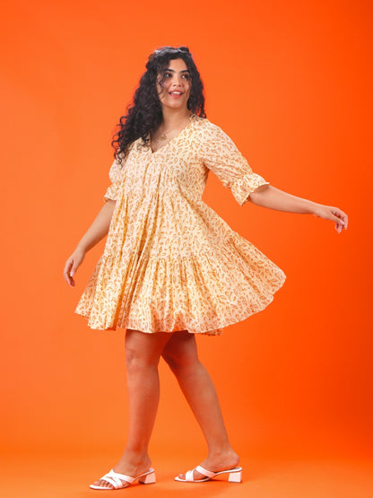 Caramel flirty flare short dress