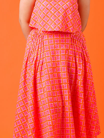 Orange skies top and skirt set