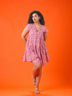 ON SALE- Peach garden short dress