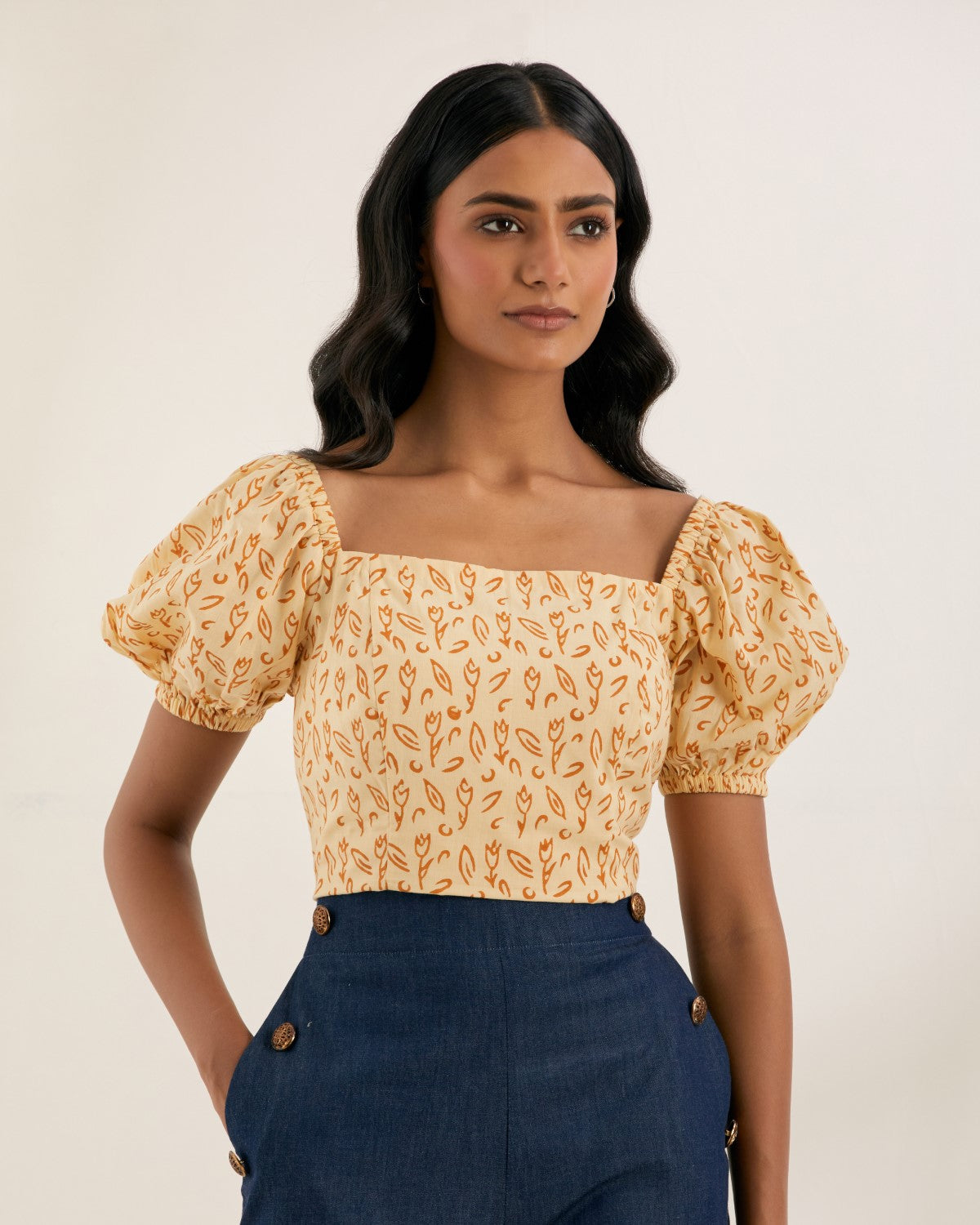 Carnival of Rust- Puff sleeve top- crop top