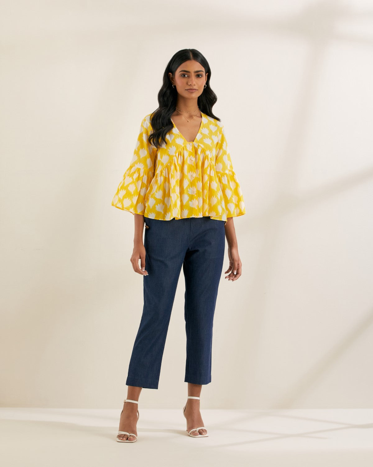 Sunshine- Yellow top with gathered bodice