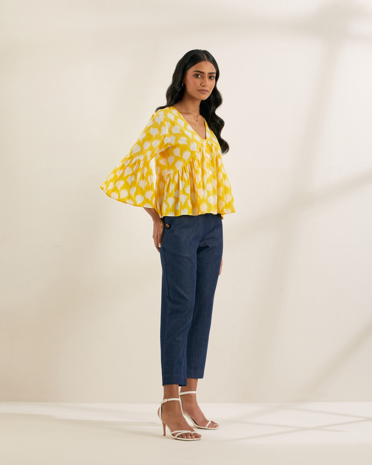 Sunshine- Yellow top with gathered bodice