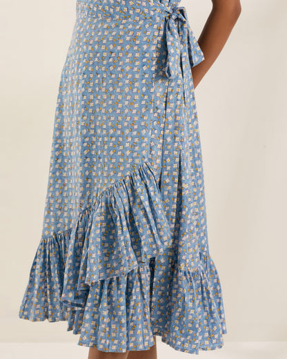 Blue booti wrap dress