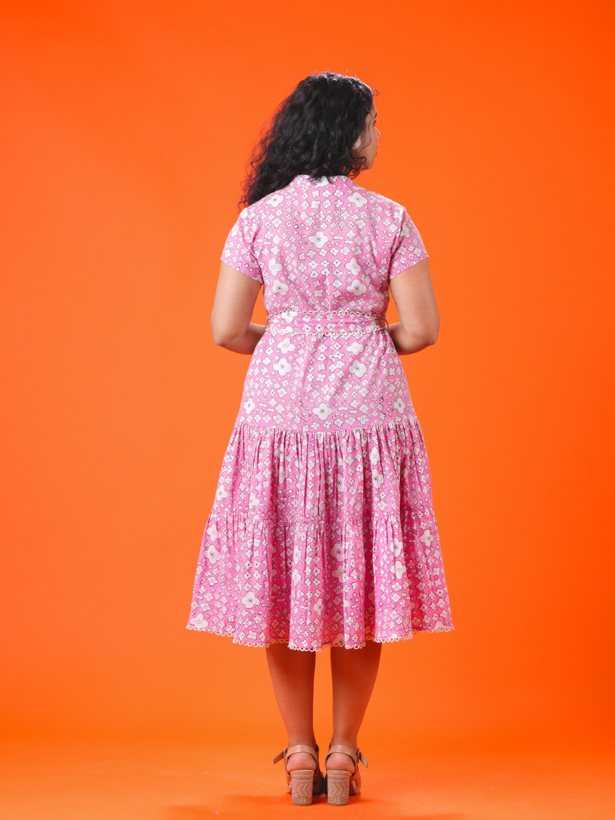 Pink baubles belted dress