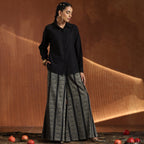 Duchess- Black shirt with black gold zari wide pants