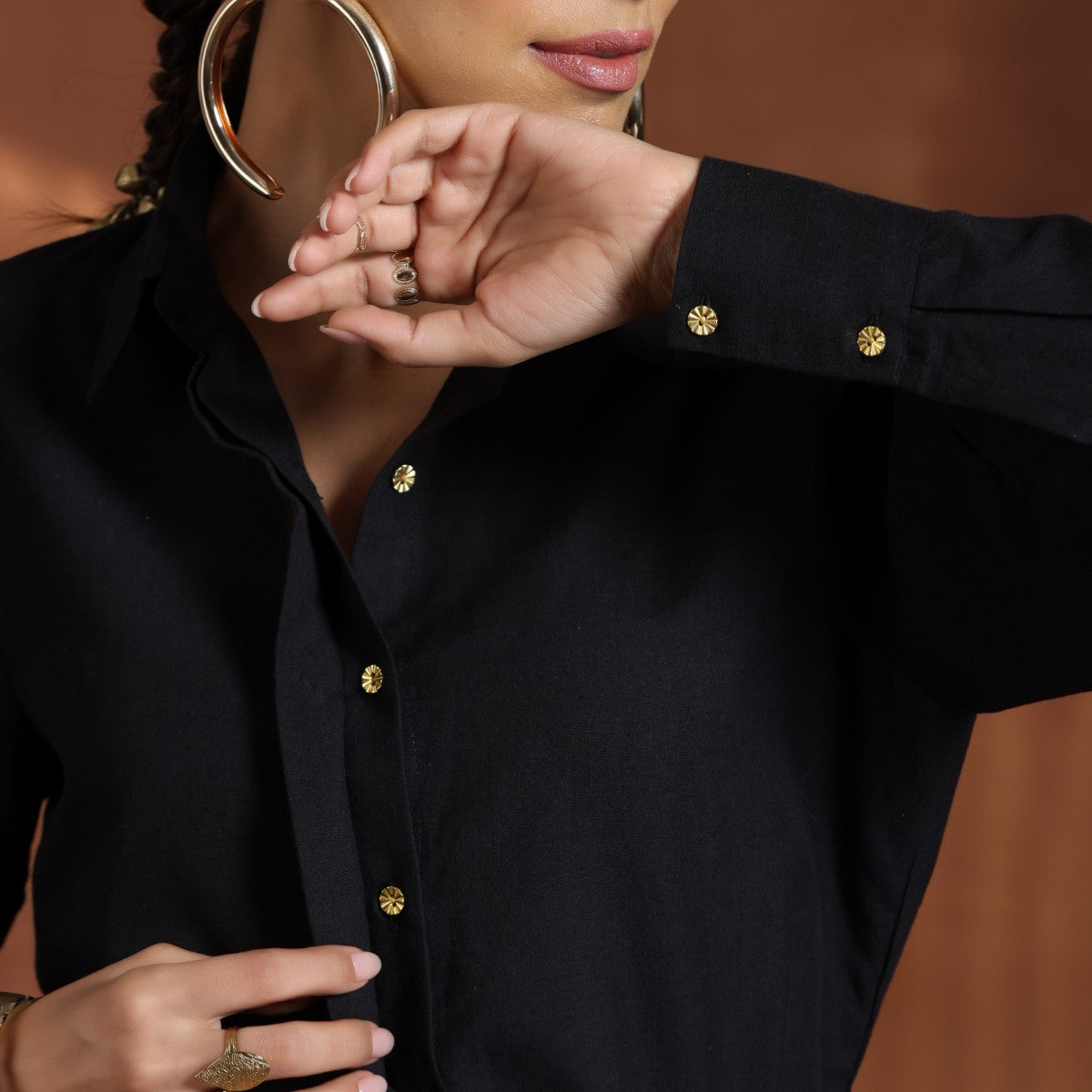 Duchess- Black shirt with black gold zari wide pants