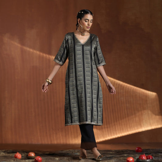 Rajkumari- Black gold A line kurta with pants