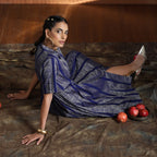 Rani- Blue gold A line pleated dress