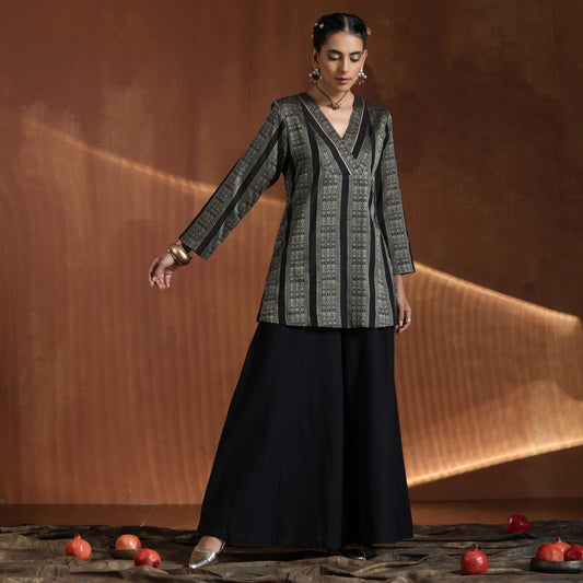 Majesty- Black short kurta with sharara
