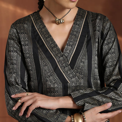 Majesty- Black short kurta with sharara